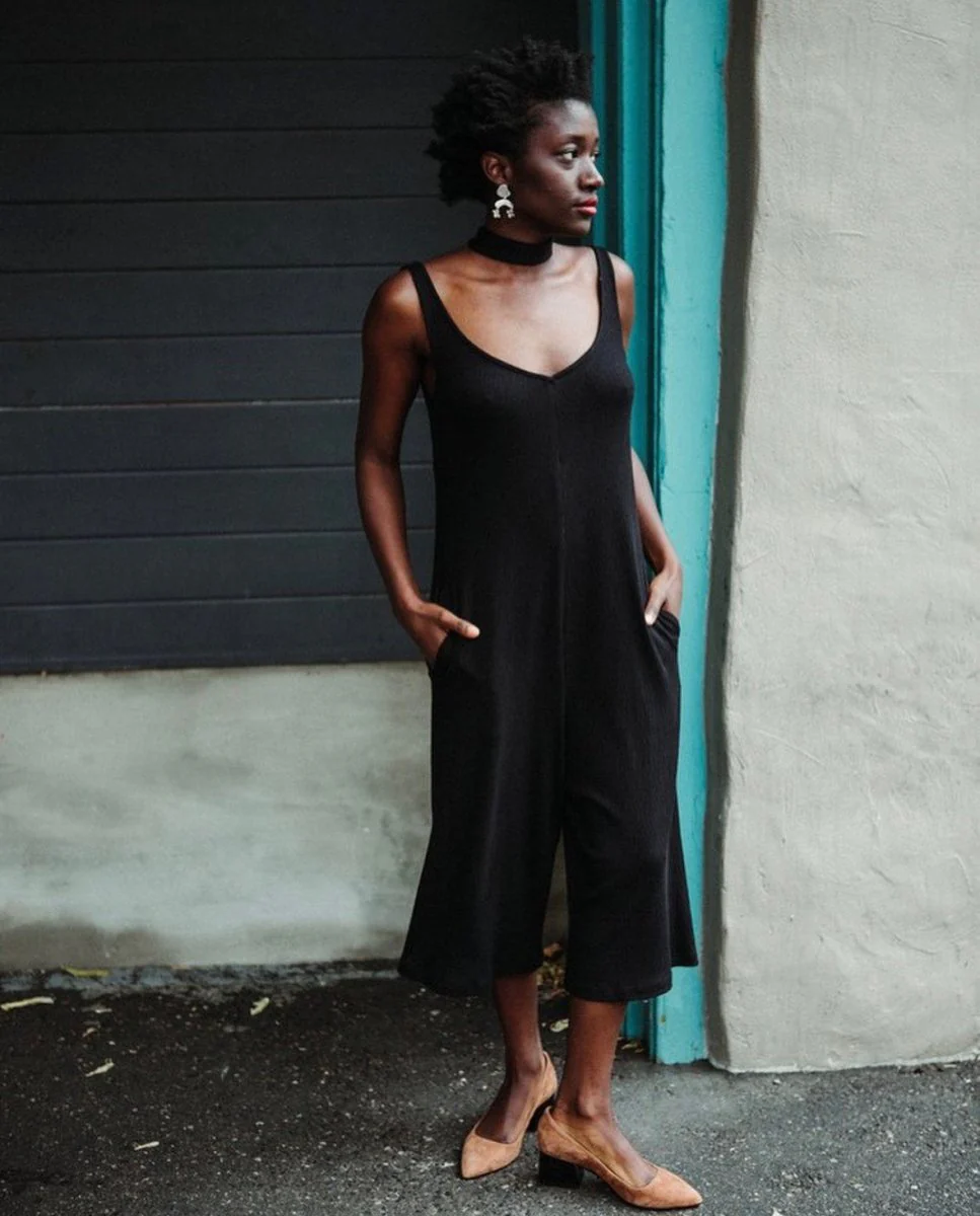 Vintage Victoire Eve Gravel Jumpsuit (Black) - XS