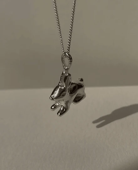 Wild Silver Bunny Necklace - Image 4