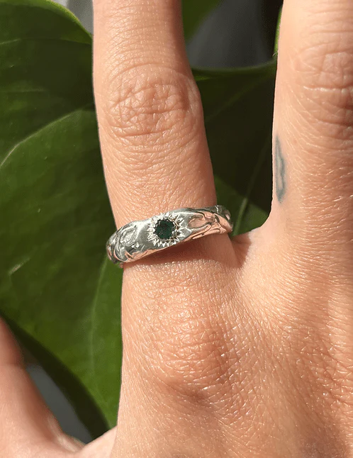 Wild Silver Emerald Ring