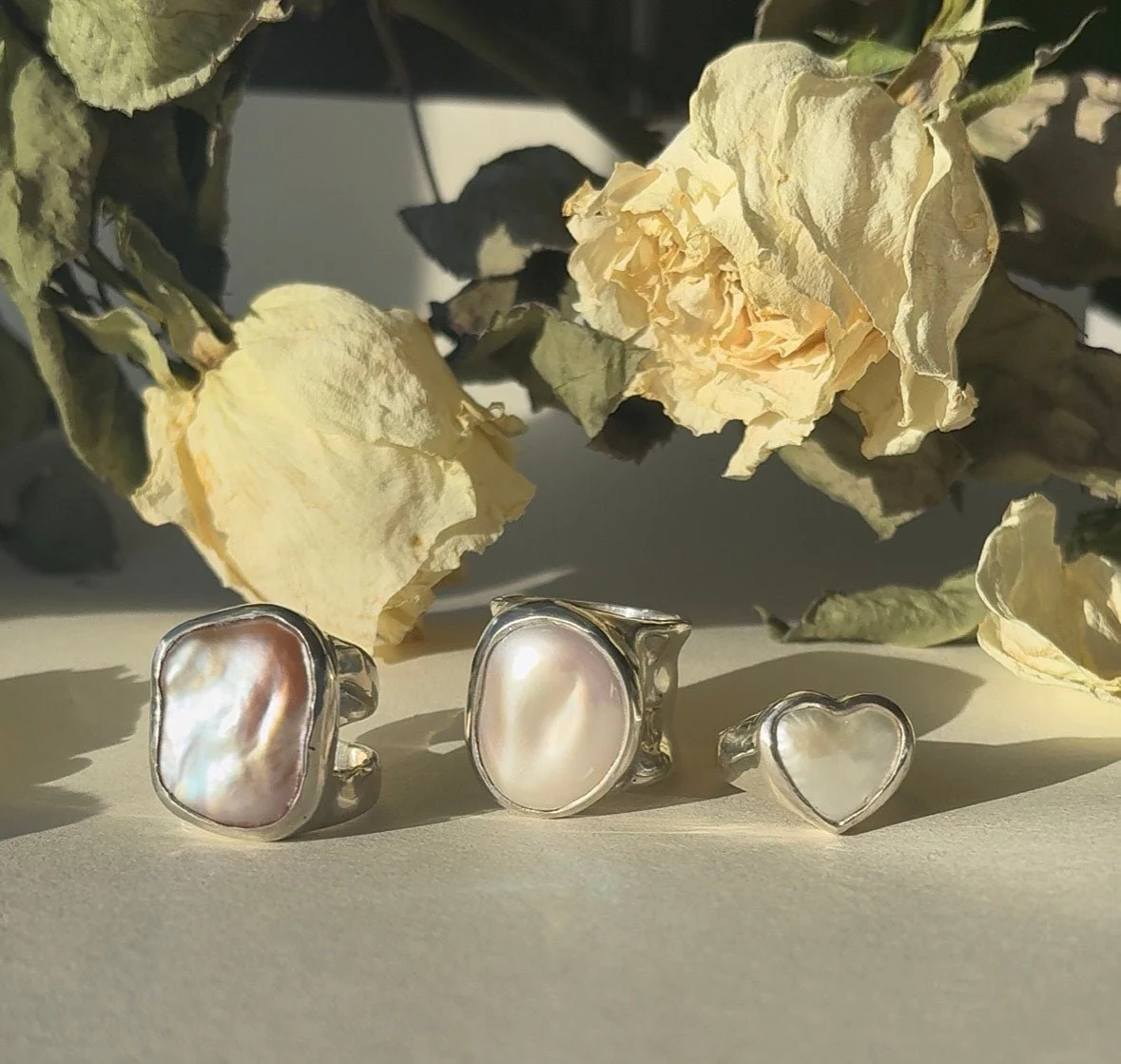 Wild Silver Pearl Heart Ring - Image 5