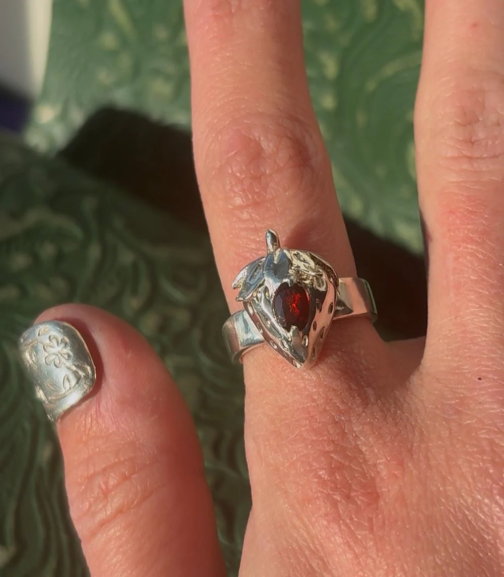Wild Silver Strawberry Garnet Ring - Image 2
