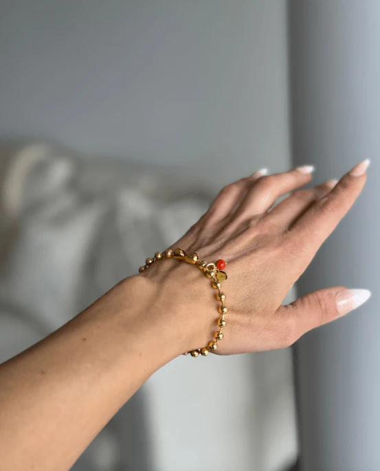 WILYMI Isola Coral & Gold Sphere Bracelet - Image 3