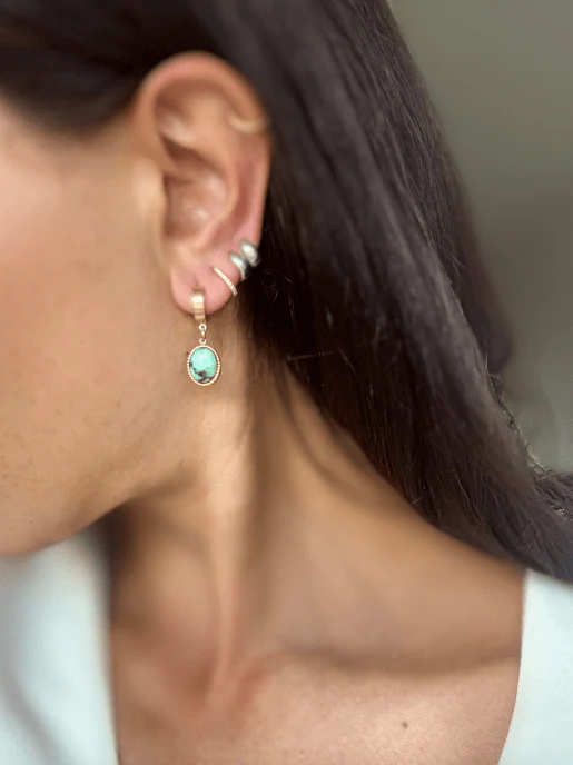WILYMI Citadel Ruby Zoisite Oval Huggie Earrings